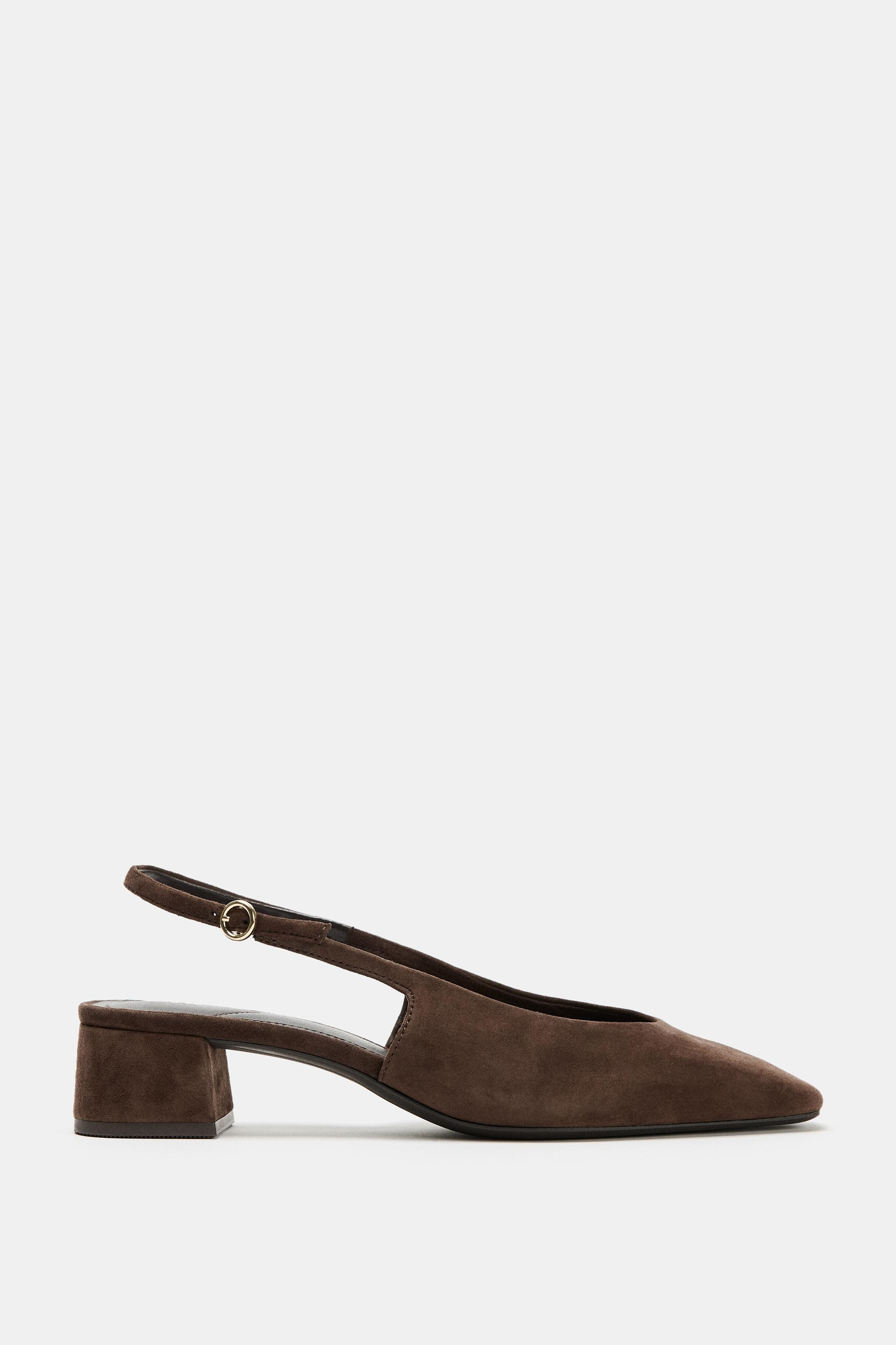 SPLIT SUEDE SLINGBACK HEELS | Zara UK