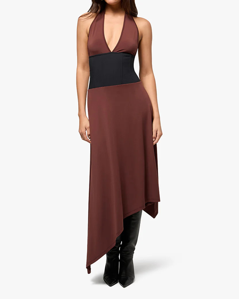 Corset Halter Asymmetrical Midi Dress | We Wore What