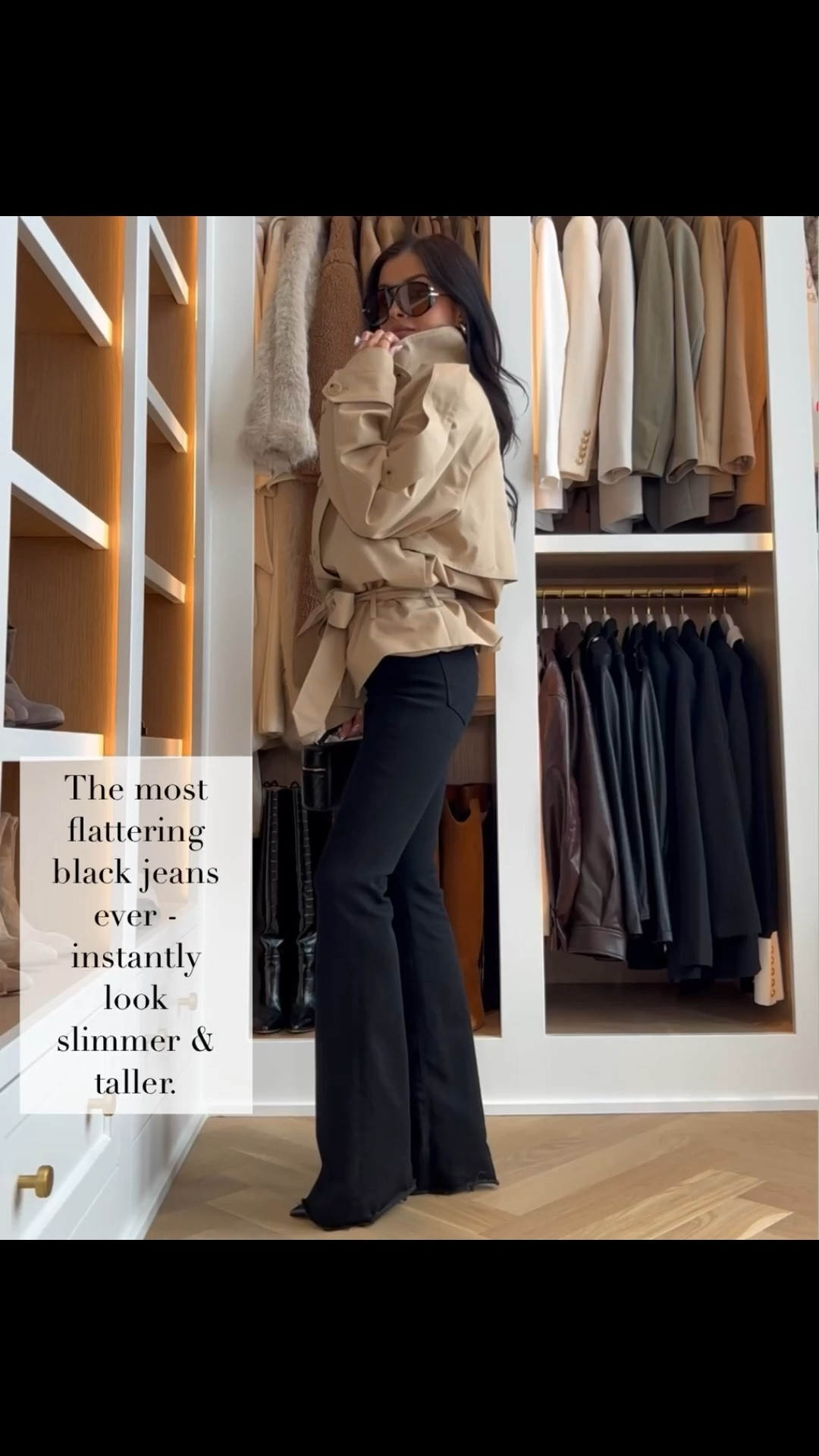 These are hands down the most flattering black jeans. They elongate the legs, smooth everything out, and instantly make you look slimmer and taller. I love them styled with a structured jacket for date night, dinner, or any time you want a polished, put together look.

Veronica Beard Black Jeans – Wearing a 24, runs TTS  Zara Cropped Trench – Wearing a small

Veronica Beard black flare jeans slimming denim high waist jeans elongating silhouette date night outfit chic neutral style capsule wardrobe staple elevated everyday look classic black denim women

#LTKOver40 #LTKootd #LTKPetite