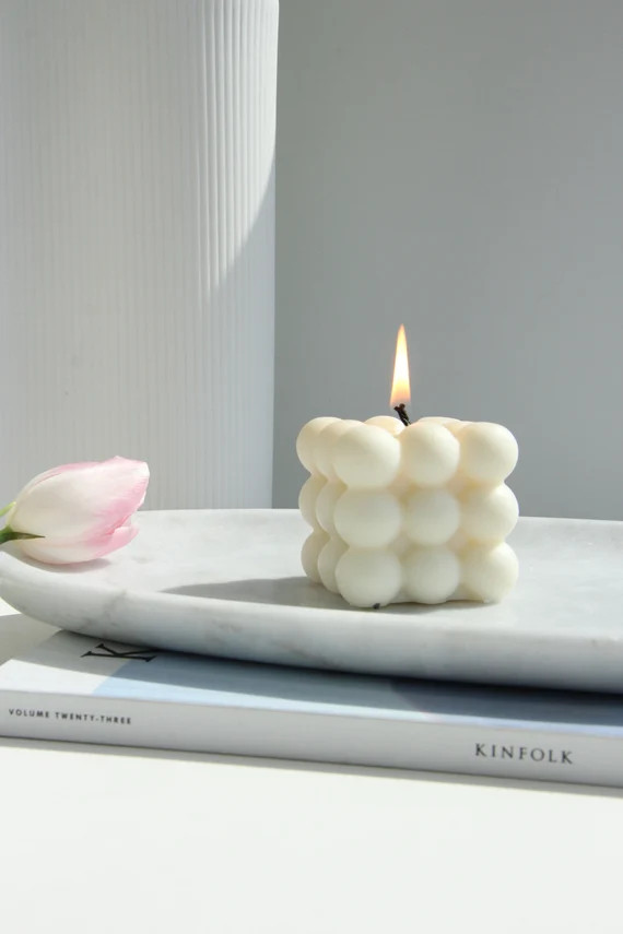 Minimalist Bubble Cube Candle  Home Decor  Geometric Wavy | Etsy | Etsy (US)