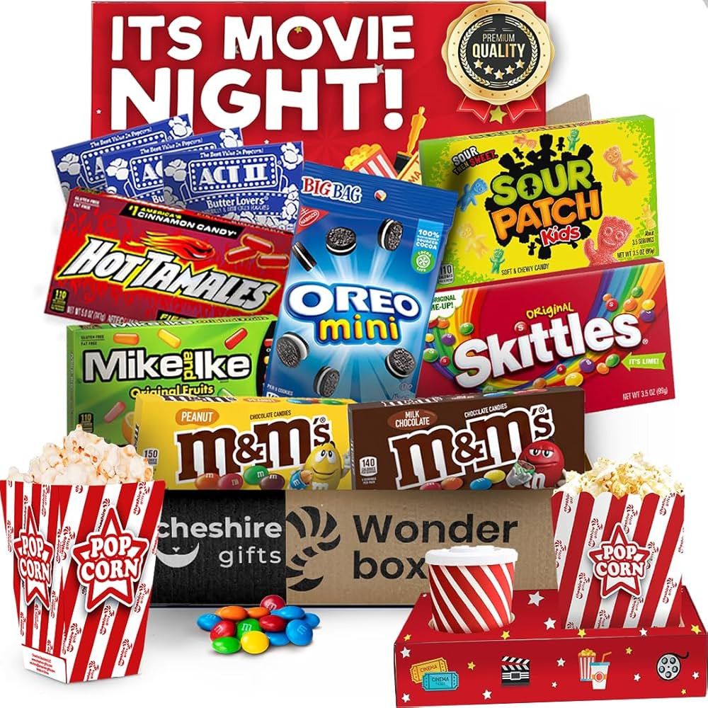 Movie Night Basket Gift Set – with Candy Variety Pack, Movie Trays, Movie, Movie Snacks & Popco... | Amazon (US)