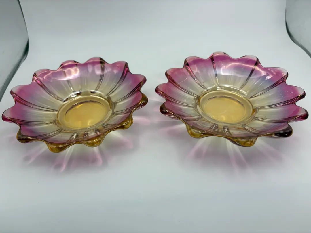 Set of Federal carnival Glass Celestial sunburst Marigold candy, nut dishes | Etsy (US)