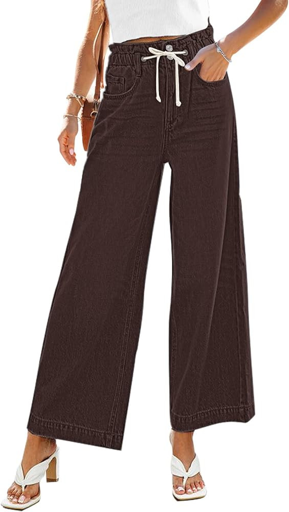 GRAPENT Wide Leg Jeans for Women Stretch High Wasited Elastic Waist Bell Bottom Baggy Y2K Pants | Amazon (US)