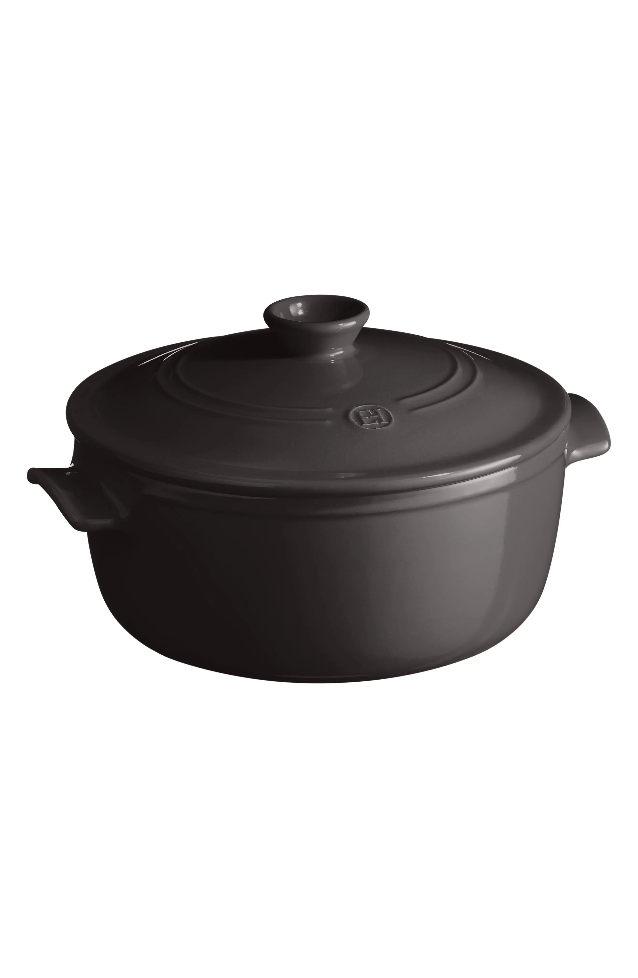 Emile Henry 4.2-Quart Round Ceramic Dutch Oven in Charcoal at Nordstrom | Nordstrom