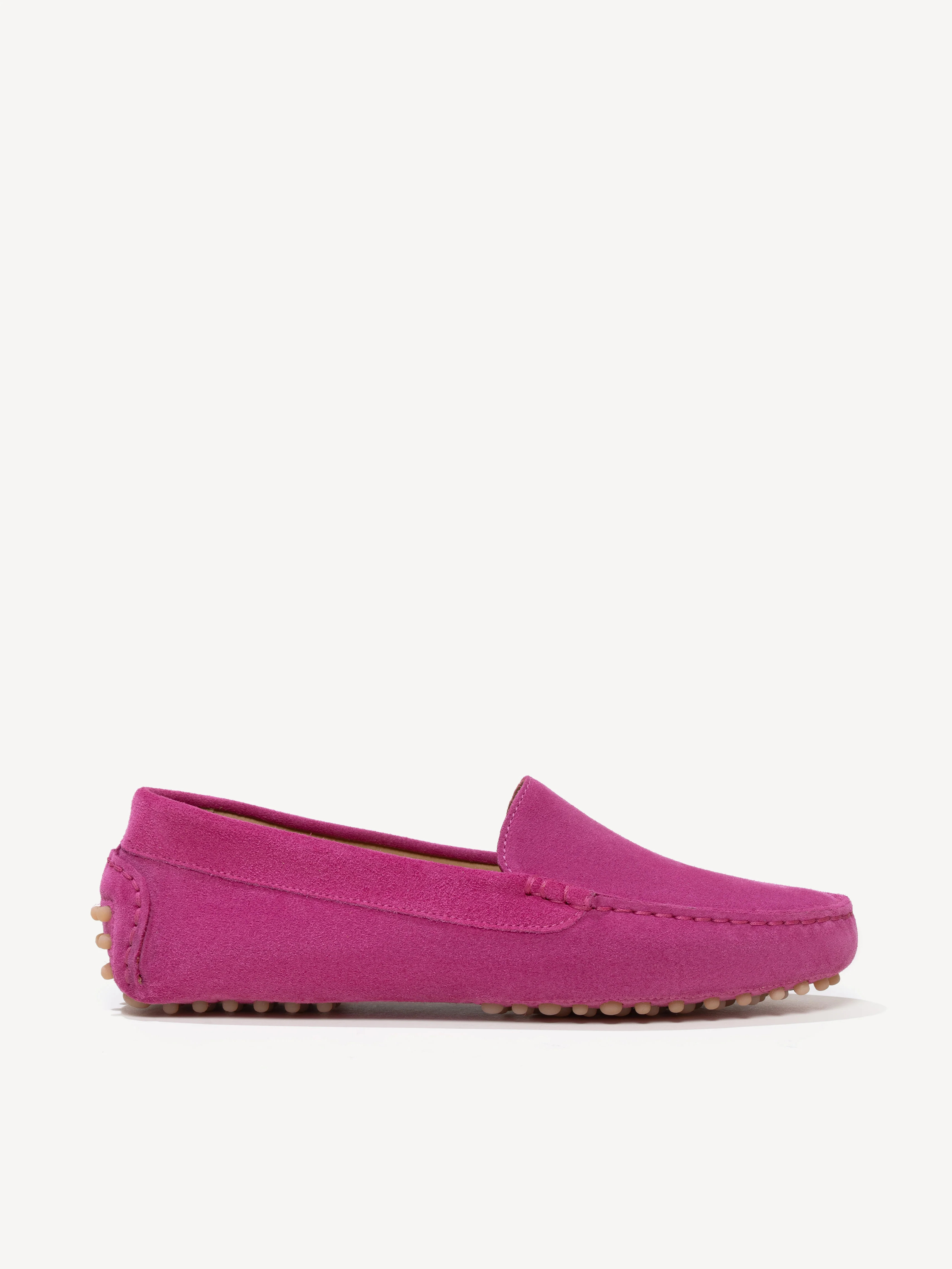 M.Gemi The Felize Suede Women's Moccasin Shoes, Size 37.5 in Fuchsia | M.GEMI