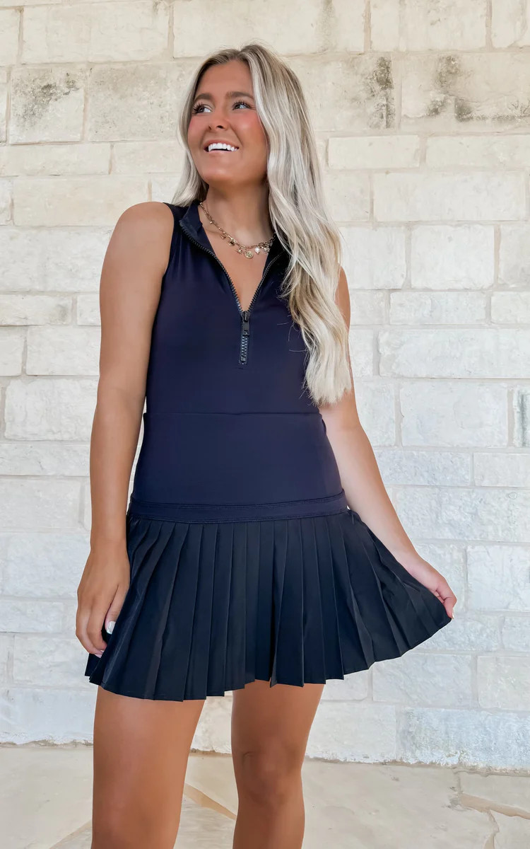 Marie Black Zipper Athletic Dress | CK Squared Boutique