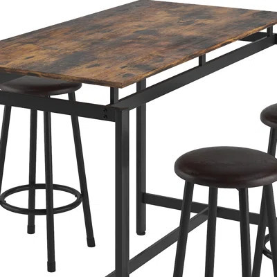 Rectangular 47.21'' L x 23.61'' W Dining Set with Metal Legs and Upholstered Bar StoolFor Kitchen, Dining Area, Reading Table | Wayfair North America