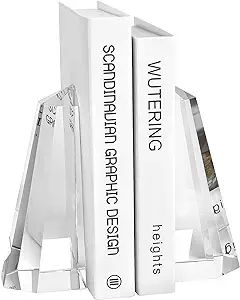 Kitcom Handmade Crystal Bookends Half-Obelisk Design, 1 Pair of Decorative Tabletop Bookends for ... | Amazon (US)