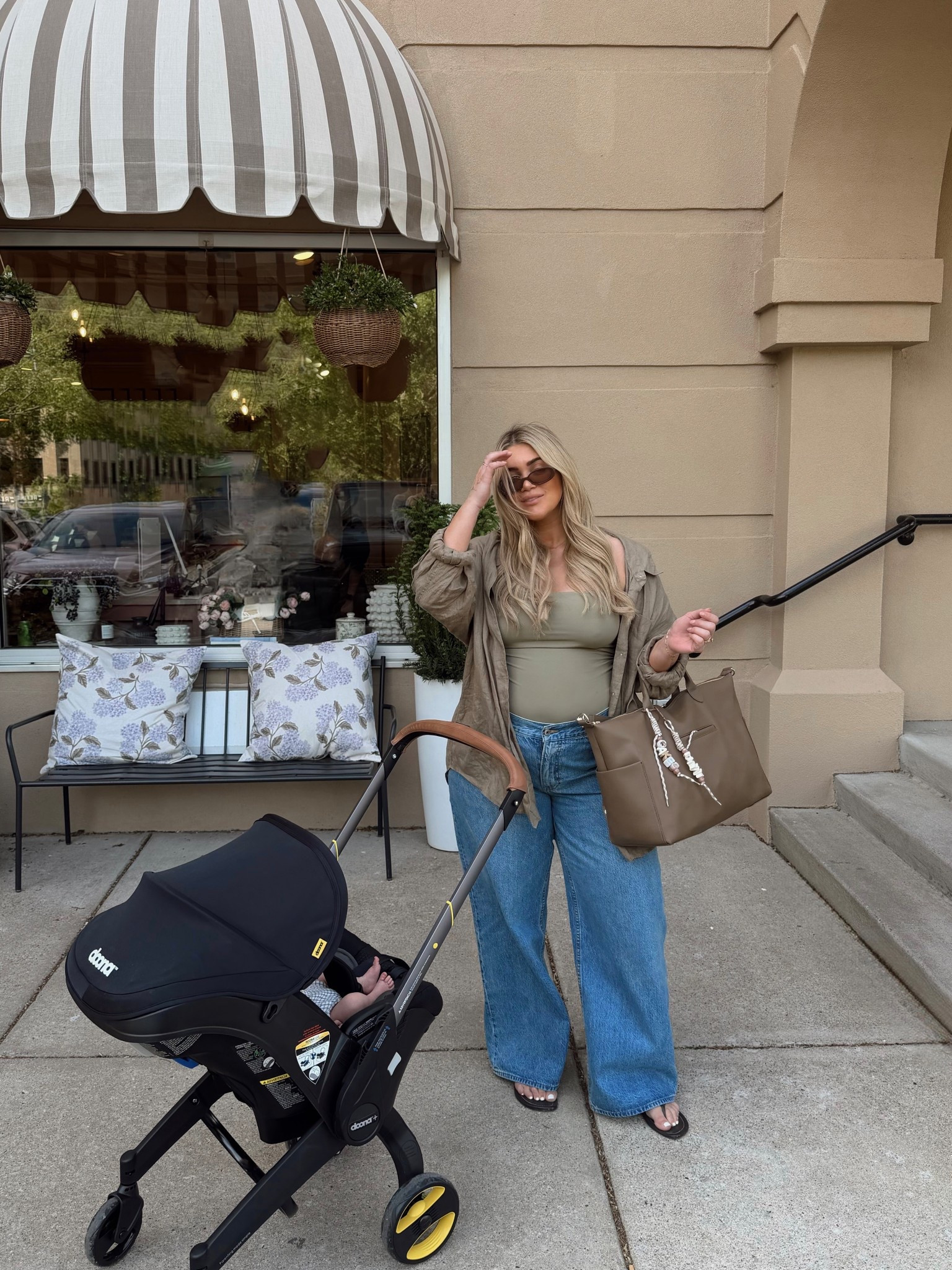 Postpartum outfit idea 🤍 would also be cute with some loose linen pants. 
Jeans — 33 curve love 
Tank — large 
Button down — large 