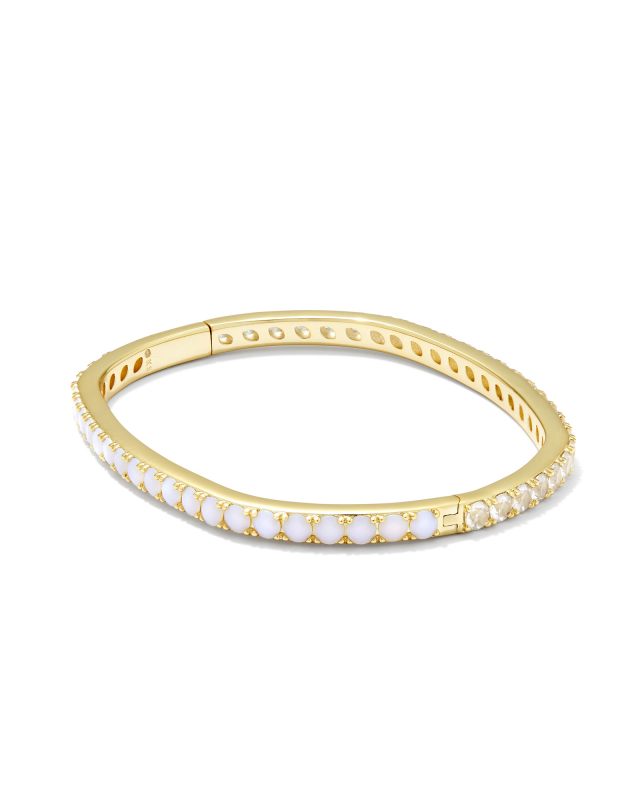 Chandler Gold Bangle Bracelet in White Opalite Mix | Kendra Scott