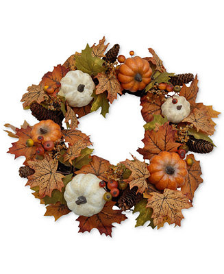 Martha Stewart Collection Autumnal Leaves Artificial Wreath, Created for Macy's & Reviews - Artif... | Macys (US)