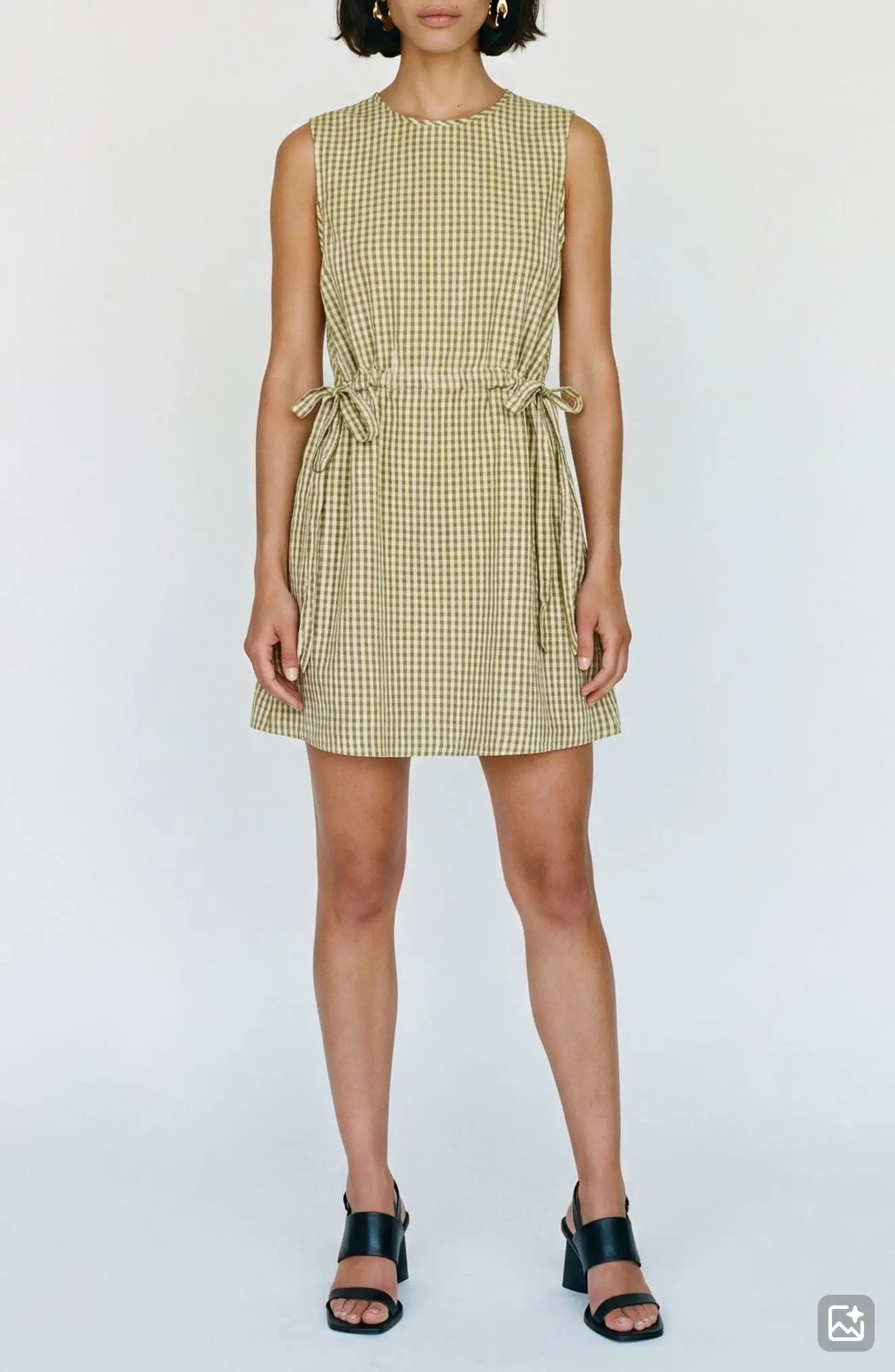 VERO MODA Camilla Sleeveless Gingham Dress in Fog Green Checks Willow at Nordstrom, Size X-Large | Nordstrom