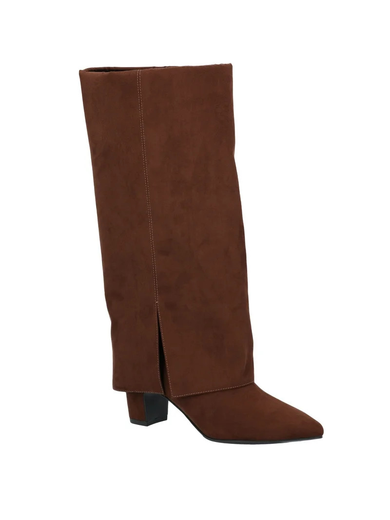 Time and Tru Women's Faux Suede Foldover Tall Boots | Walmart (US)