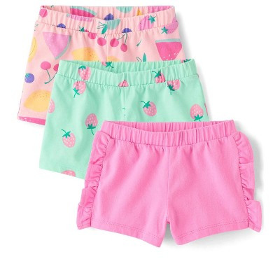 The Children's Place Toddler Girls Fruit Pull On Shorts 3-Pack Pink 12-18 M | Target