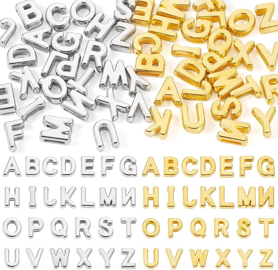 Elecrelive 104Pcs Gold Silver Letter Beads Acrylic Alphabet Spacer Beads for Keychain Bracelets N... | Amazon (US)