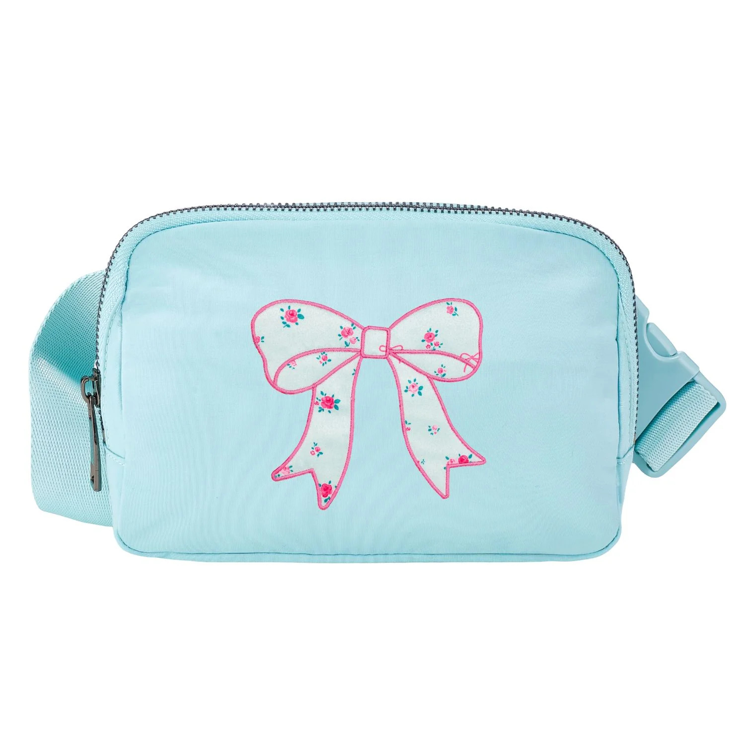 Sky Blue Floral Bow Patch Belt Bag | Sweet Wink