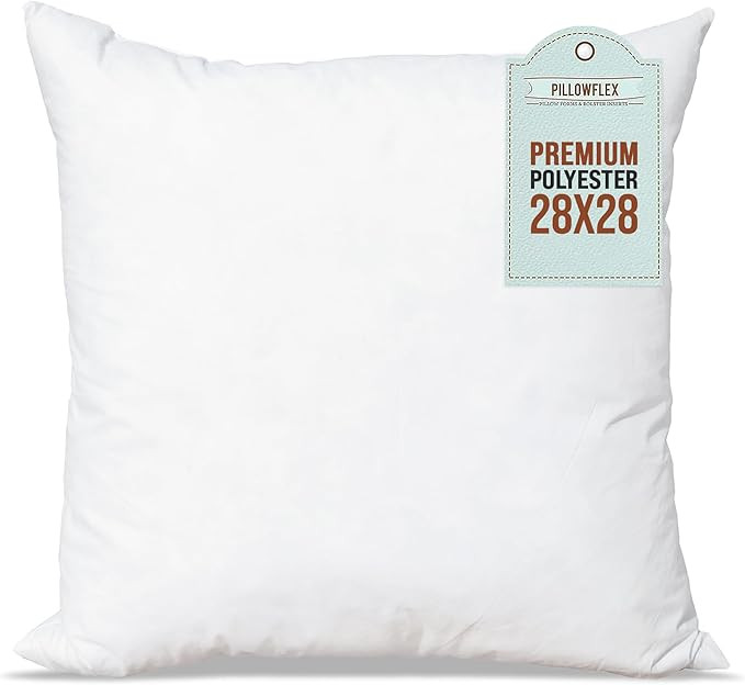 Pillowflex Premium Polyester Pillow Insert - 28"x28" Pillow Form - Machine Washable, Soft Standar... | Amazon (US)