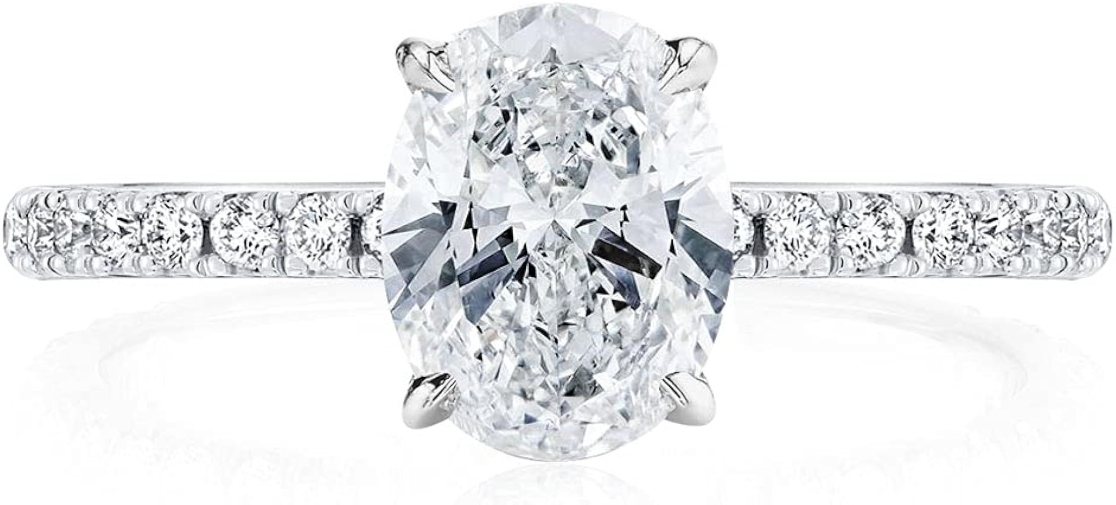 Bo.Dream 1.5ct/2ct Oval Cut Cubic Zirconia CZ Engagement Ring Rhodium Plated Sterling Silver | Amazon (US)