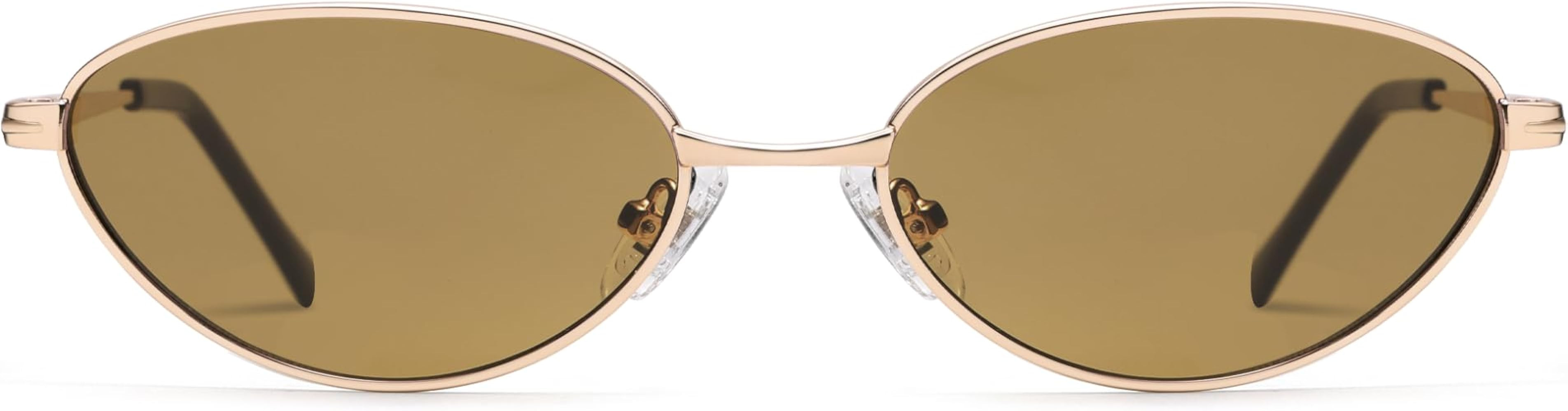 Appassal Retro Oval Cat Eye Sunglasses for Women Men, Small Slim Vintage UV400 Sunnies AP3730 | Amazon (US)
