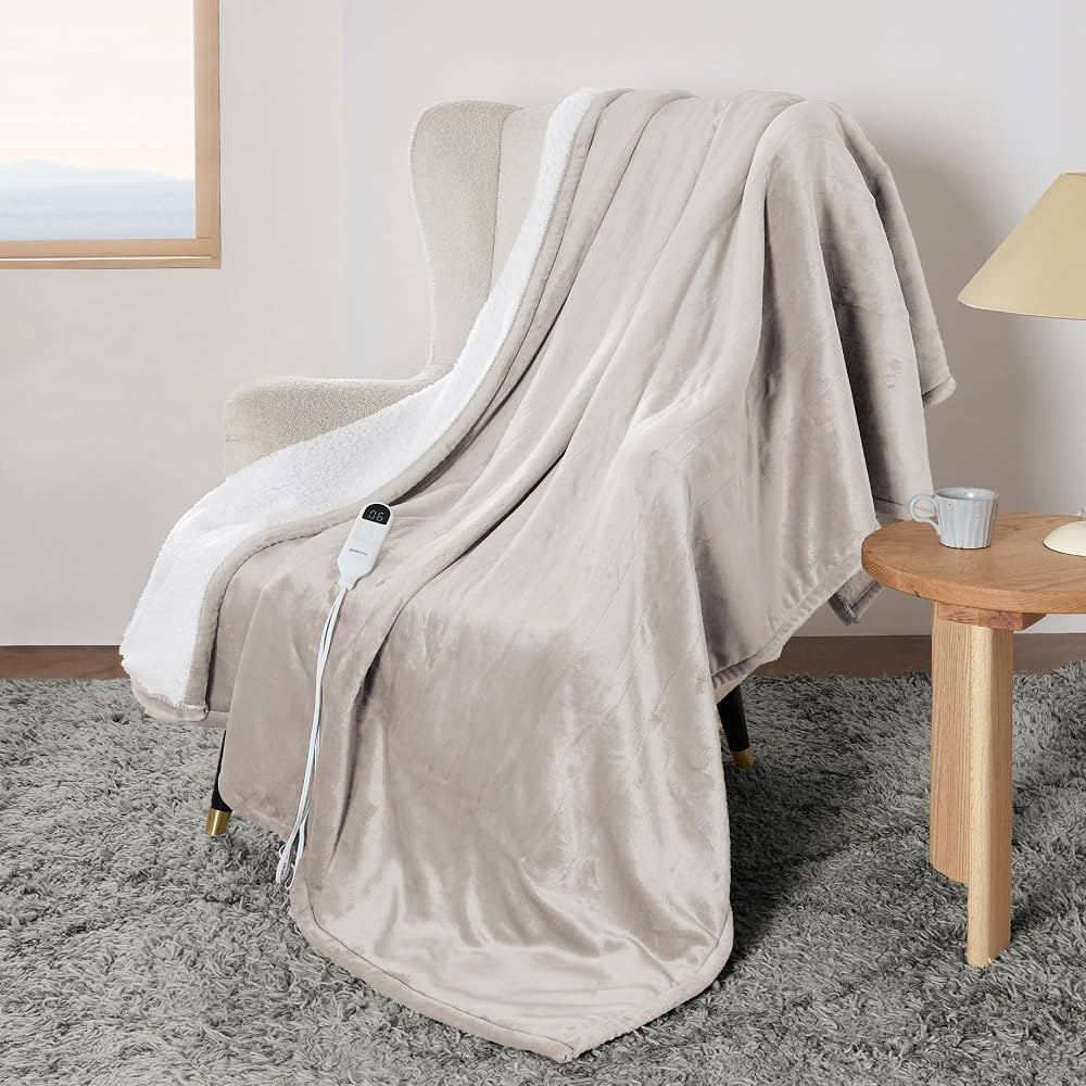 Bedsure Heated Blanket Electric Throw - Soft Flannel Electric Blanket, Heating Blanket with 4 Tim... | Amazon (US)