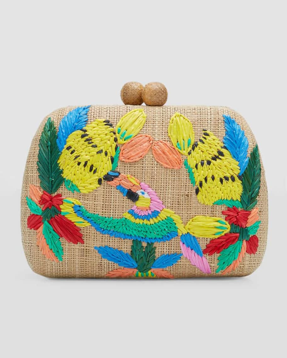 Serpui Lolita Toucan Straw Clutch Bag | Neiman Marcus
