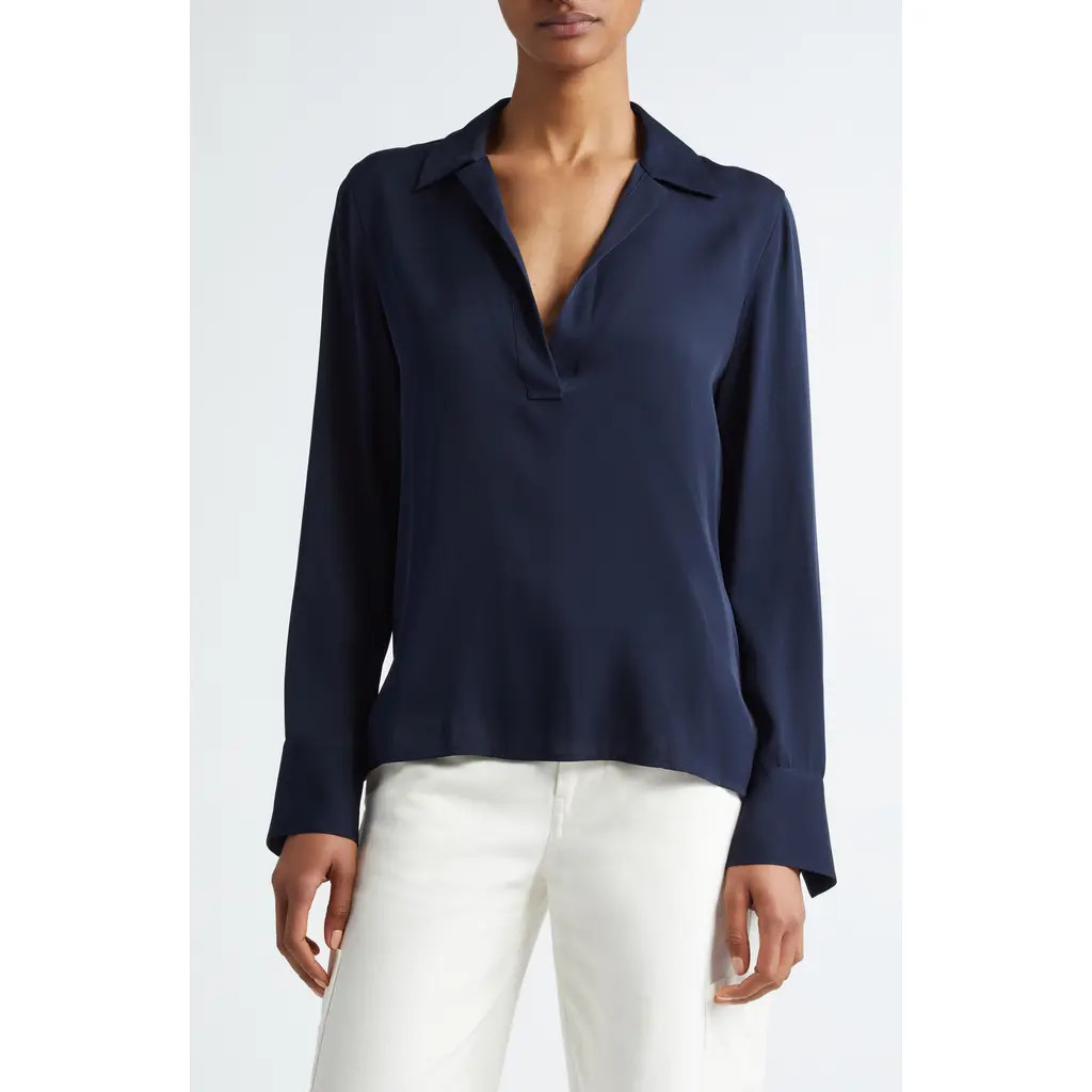 Vince Silk Blend Polo Shirt in Coastal Blue at Nordstrom Rack, Size X-Large | Nordstrom Rack