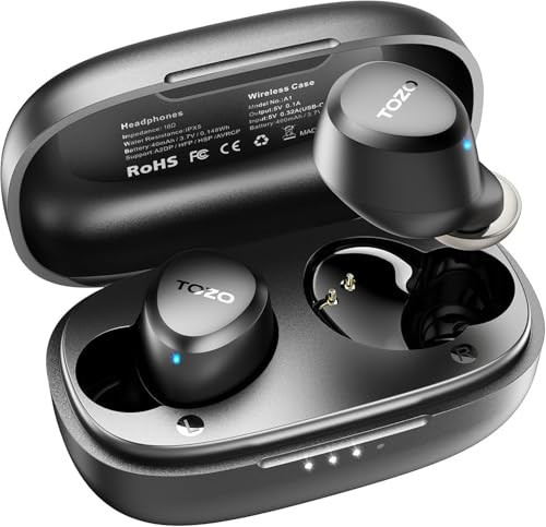 TOZO A1 Mini Wireless Earbuds Bluetooth 5.3 in Ear Light-Weight Headphones Built-in Mic Calls, IPX5 Waterproof, Immersive Premium Sound Connection Headset with Charging Case, 32 Preset EQs via APP | Amazon (US)