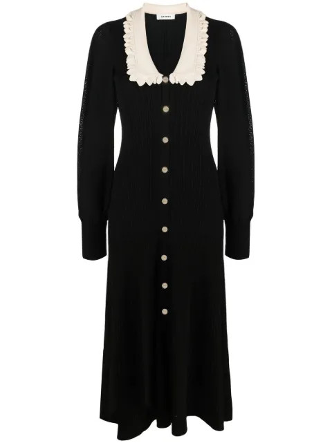 SANDRO Long Sleeve Knitted Dress - Farfetch | Farfetch Global