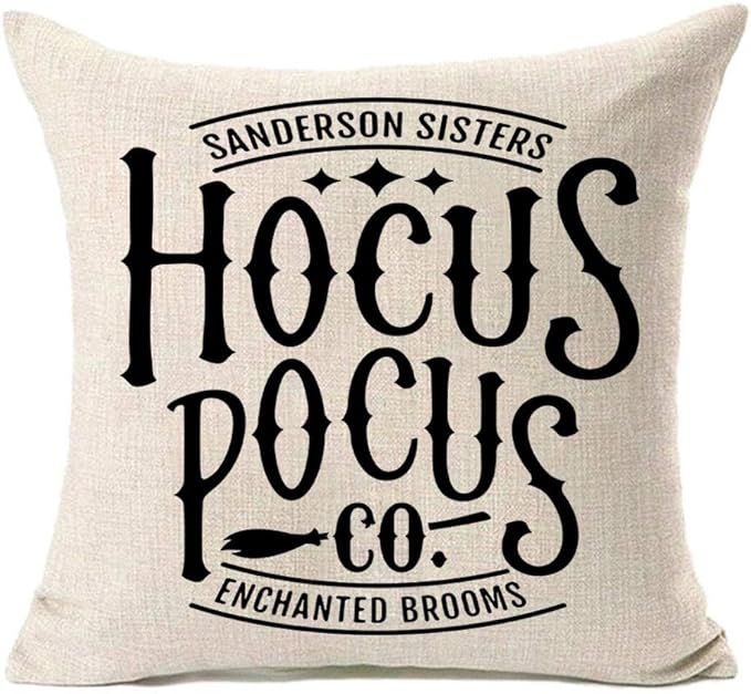 MFGNEH Hocus Pocus Co Enchanted Brooms Halloween Pillow Covers 18x18,Halloween Decorations Cotton... | Amazon (US)
