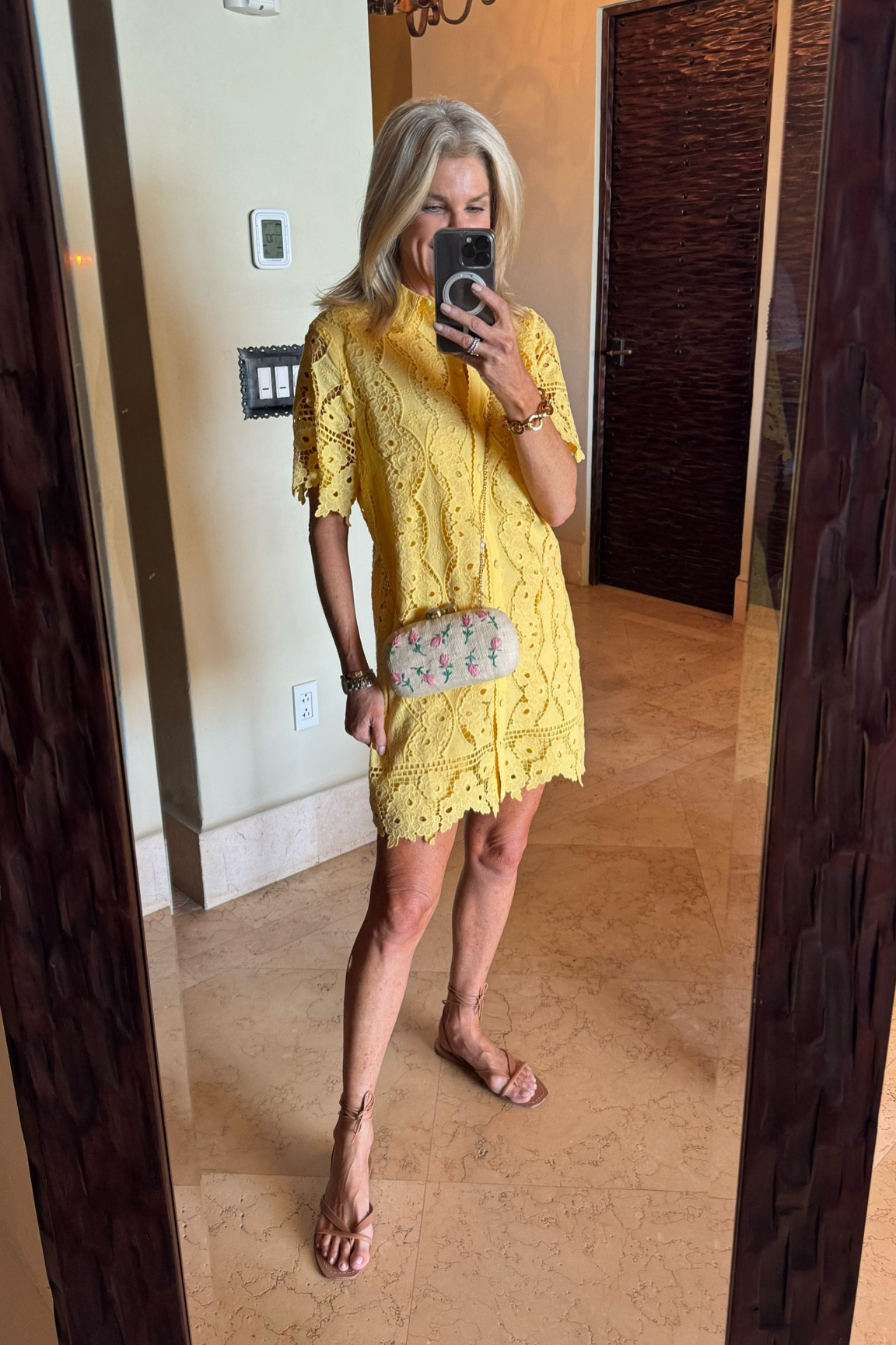 A lovely dress for Sunday brunch! 
Wearing size M (no give in fabric)
Fits TTS


#LTKstyletip #LTKtravel #LTKover40