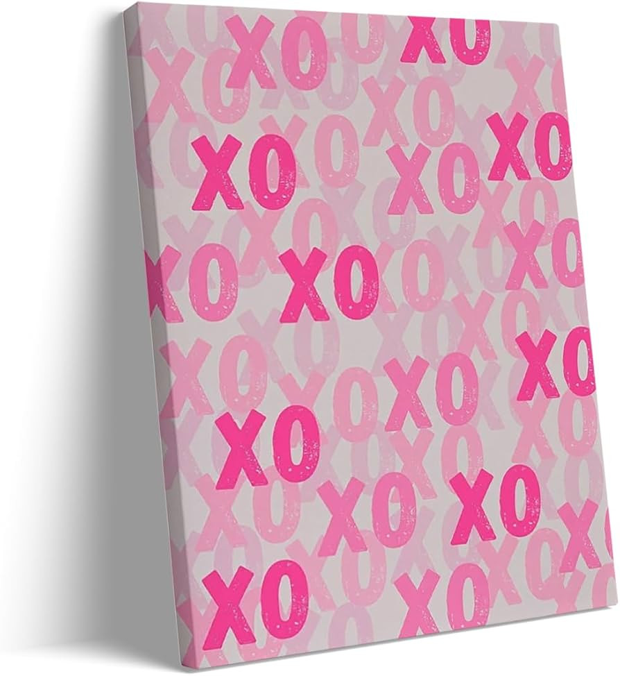Amazon.com: Pink Preppy wall art Pink Canvas prints XOXO poster Trendy wall art Girly College dor... | Amazon (US)