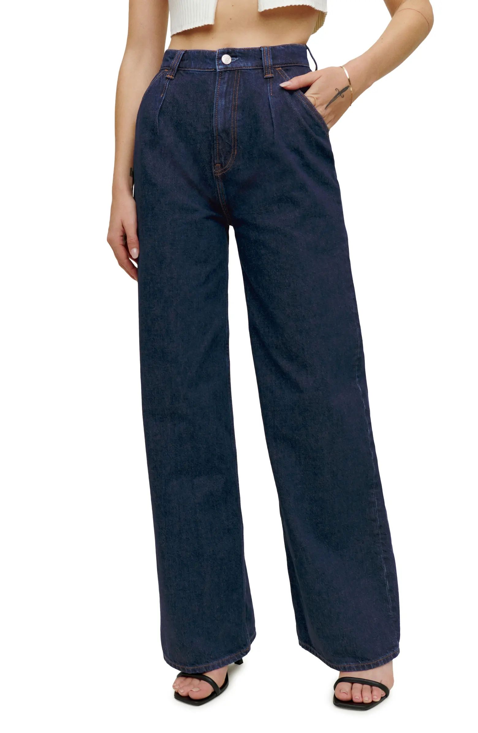 Miami Pleated Super High Waist Trouser Jeans | Nordstrom