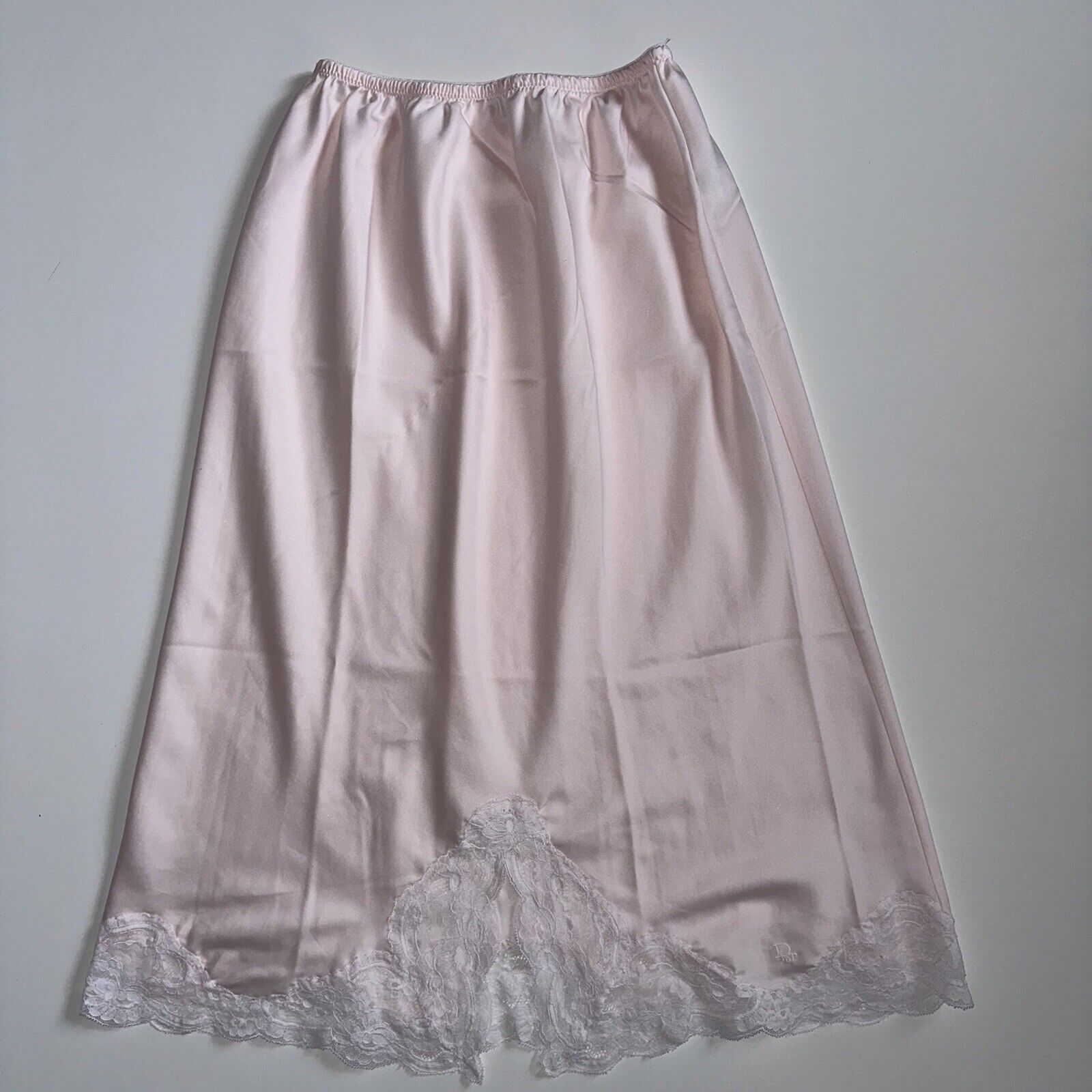 Vintage Christian Dior Pink Satin Lace Half Slip Medium Made In USA Union Tag  | eBay | eBay US