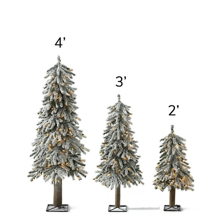 Pre-Lit Flocked Alpine Trees, Set of Three | Grandin Road | Grandin Road
