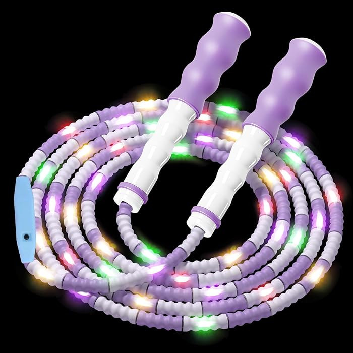 JAMIEWIN LED Light Up Jump Rope for Kids, Adjustable Colorful beaded jump rope for Girls & Boys 4... | Amazon (US)