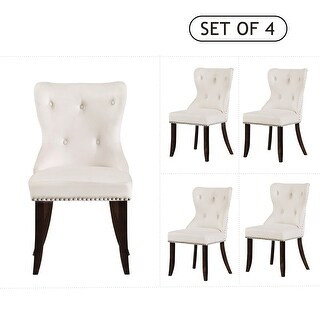 Dining Chair Tufted Armless Chair Upholstered Accent Chair, Set of 4 (Beige) | Bed Bath & Beyond