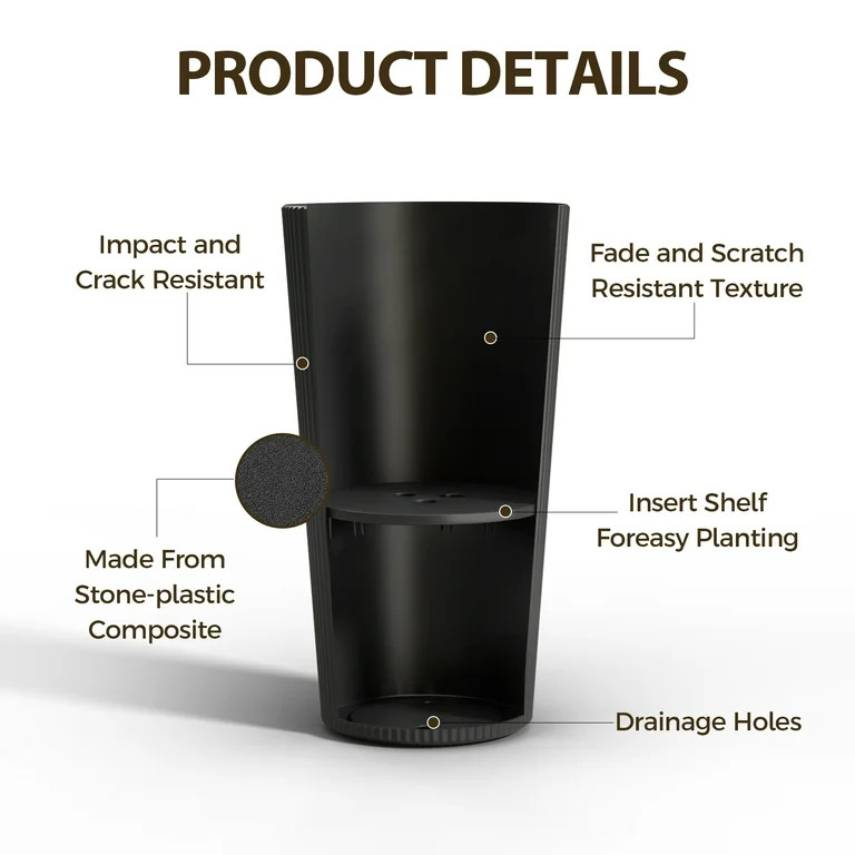 Chiccushion 23.6 inch Tall Planter Set of 2, Large Plastic Round Planter for Outdoor Indoor Garde... | Walmart (US)