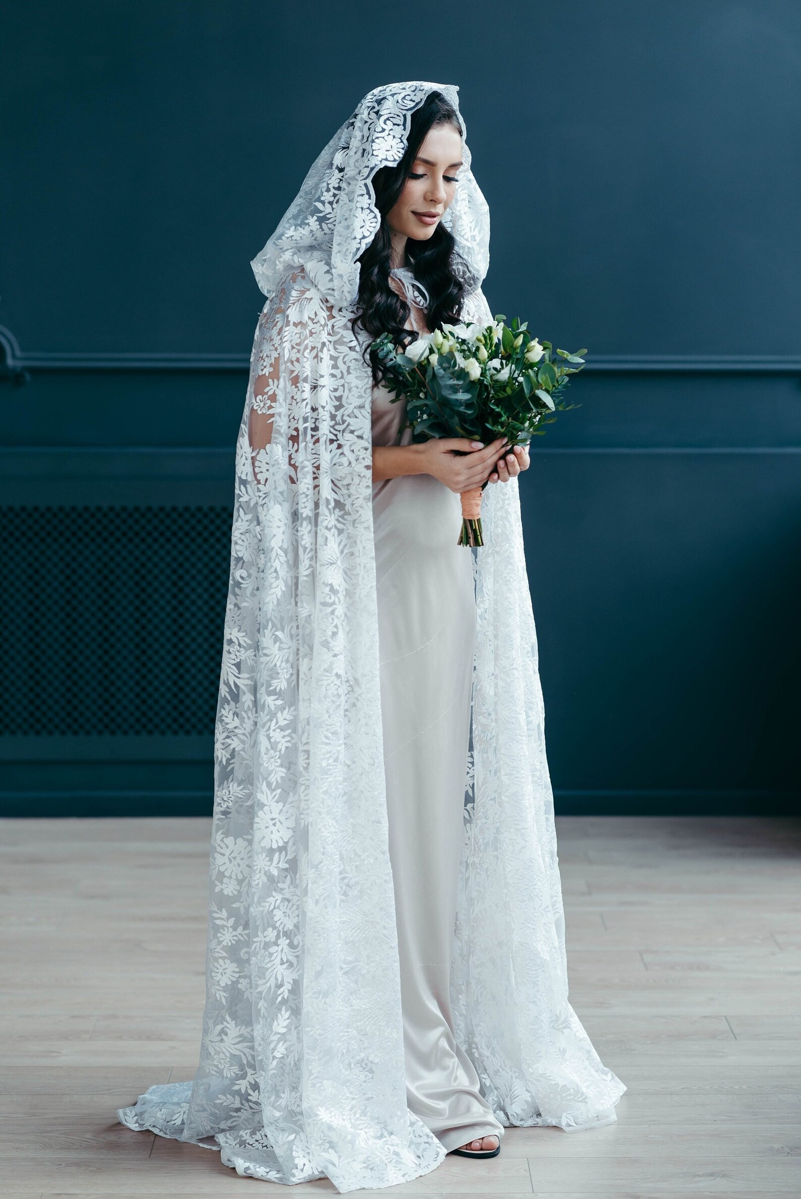 White Lace Cape | Hooded Bridal Cloak | Winter Wedding Alternative Veil - Etsy | Etsy (US)