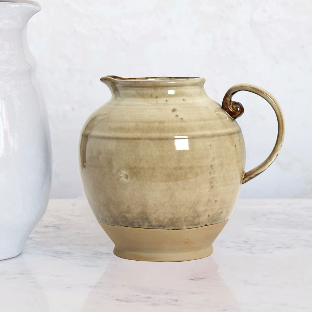 Creative Co-Op Stoneware, Reactive Glaze Pitcher, 8" L x 7" W x 7" H, Greige | Amazon (US)