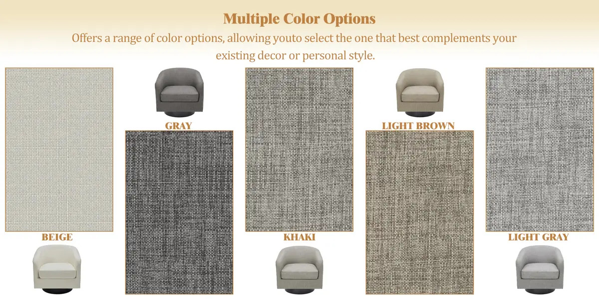 Applewold Upholstered Light Brown Cotton Blend Swivel Barrel Chair with Solid Wood Base | Wayfair North America