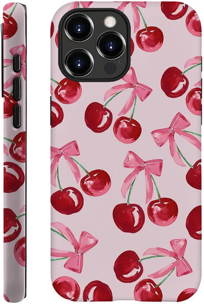 DAIZAG Case Compatible with for iPhone 16 Pro Max,Pink Ribbon Bow Cherry Colorful Phone Case for ... | Amazon (US)
