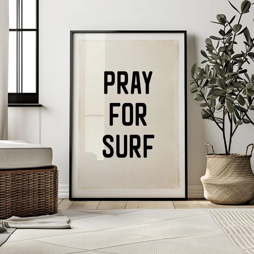 Pray for Surf Canvas Banner – Boho Cotton Wall Art, Vintage Surf Quote, Coastal Beach Room Deco... | Etsy (US)