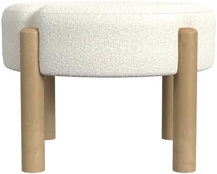 HomePop Luna Modern Round Ottoman Home Décor|Ottoman for Living Room & Bedroom - Cream Boucle | Amazon (US)