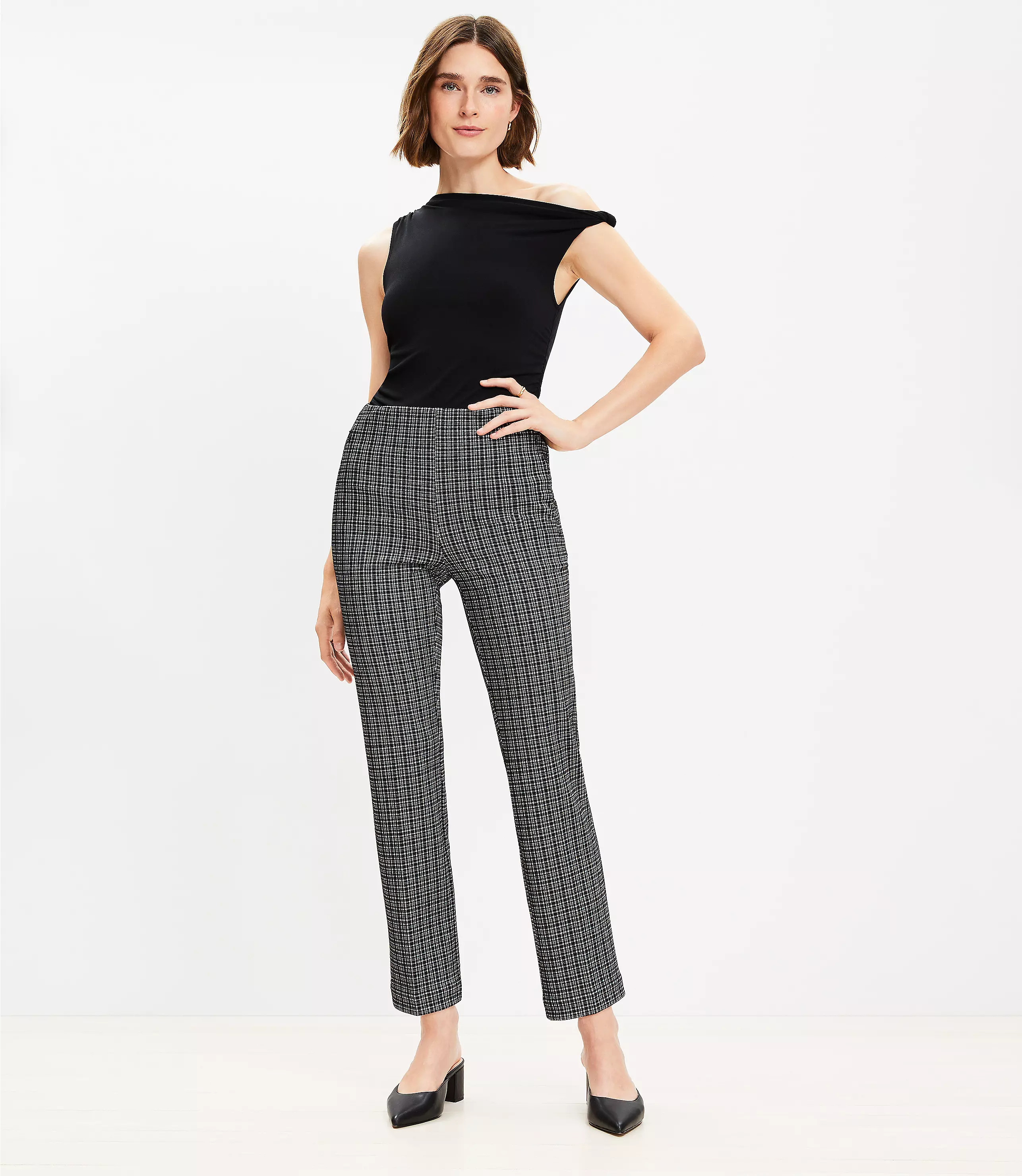 Ponte Straight Pants in Plaid | LOFT