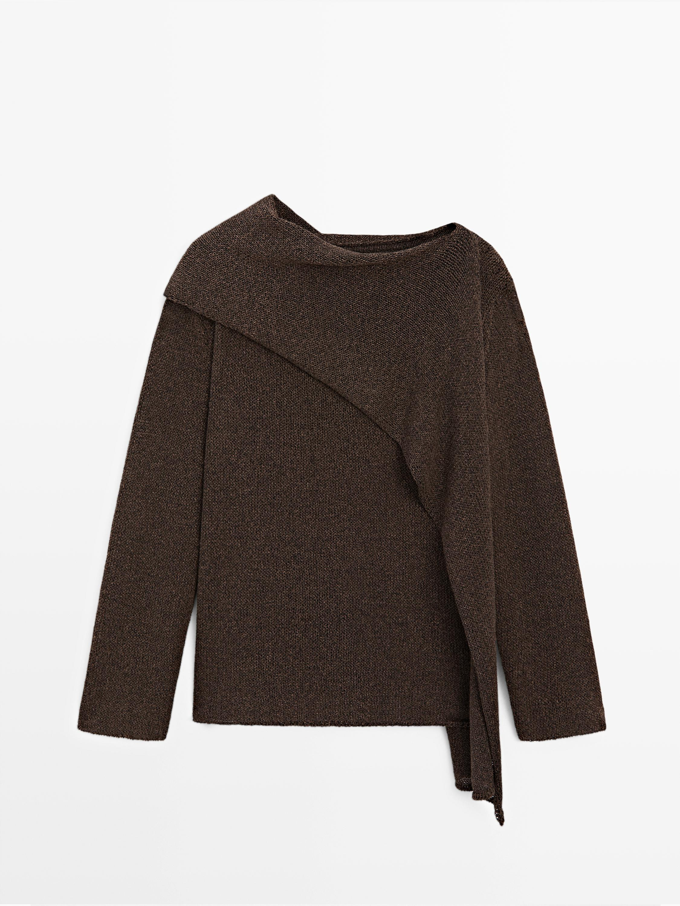 Cotton blend knit cape sweater | Massimo Dutti UK