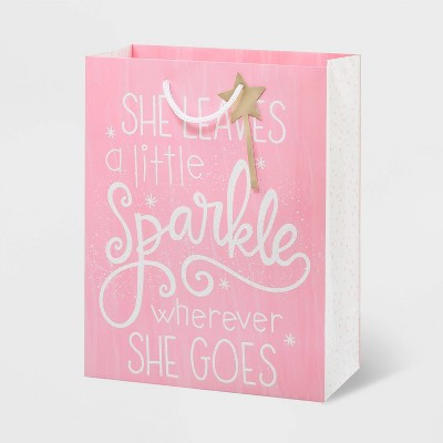 Pink Medium Gift Bag - Spritz™: Birthday Princess Shapes, 12.75" x 10" x 5", Paper, No Choking Hazard | Target