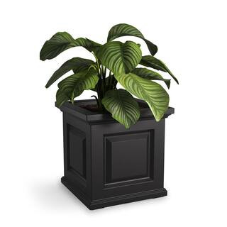 Nantucket 16 in. Square Self-Watering Black Polyethylene Planter | The Home Depot