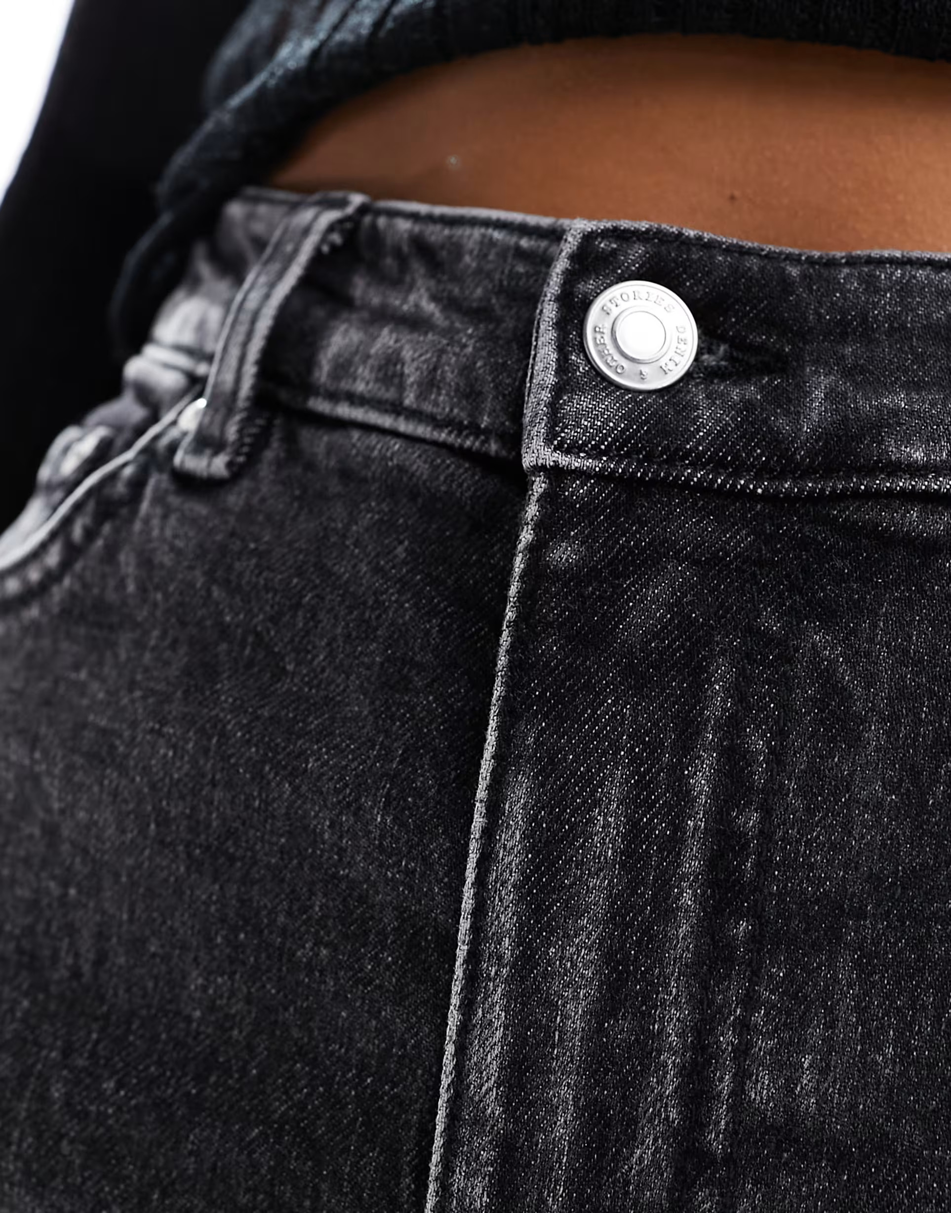 & Other Stories high waist wide leg jeans in salt and pepper black | ASOS (Global)