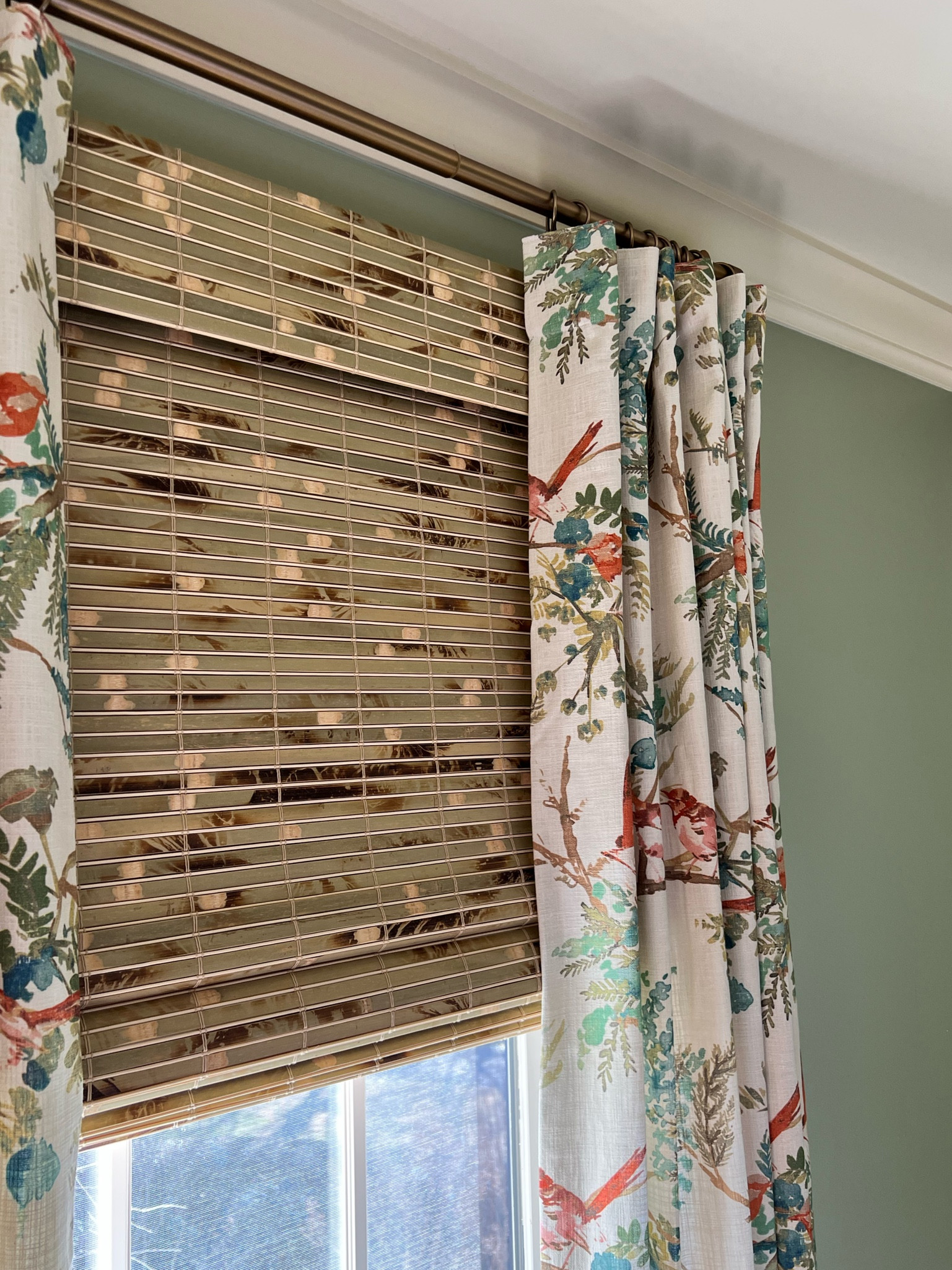 Love the colors in these drapes! Corals, greens, blues! Works with so much! 