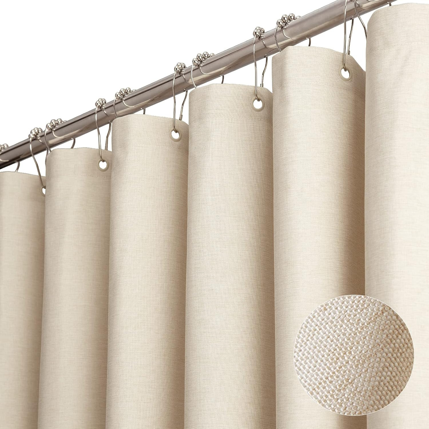 BTTN Extra Long Fabric Shower Curtain, 84 Inch Linen Textured Heavy Duty Cloth Shower Curtain Set... | Amazon (US)
